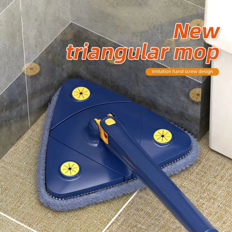 Triangle Mop ° Rotatable Twist Squeeze Wringing Adjustable Water Absorption Telescopic Ceiling Wall Mop Deep Cleaning Mop Clean