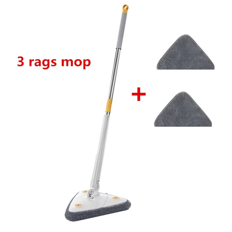 Triangle Mop ° Rotatable Twist Squeeze Wringing Adjustable Water Absorption Telescopic Ceiling Wall Mop Deep Cleaning Mop Clean