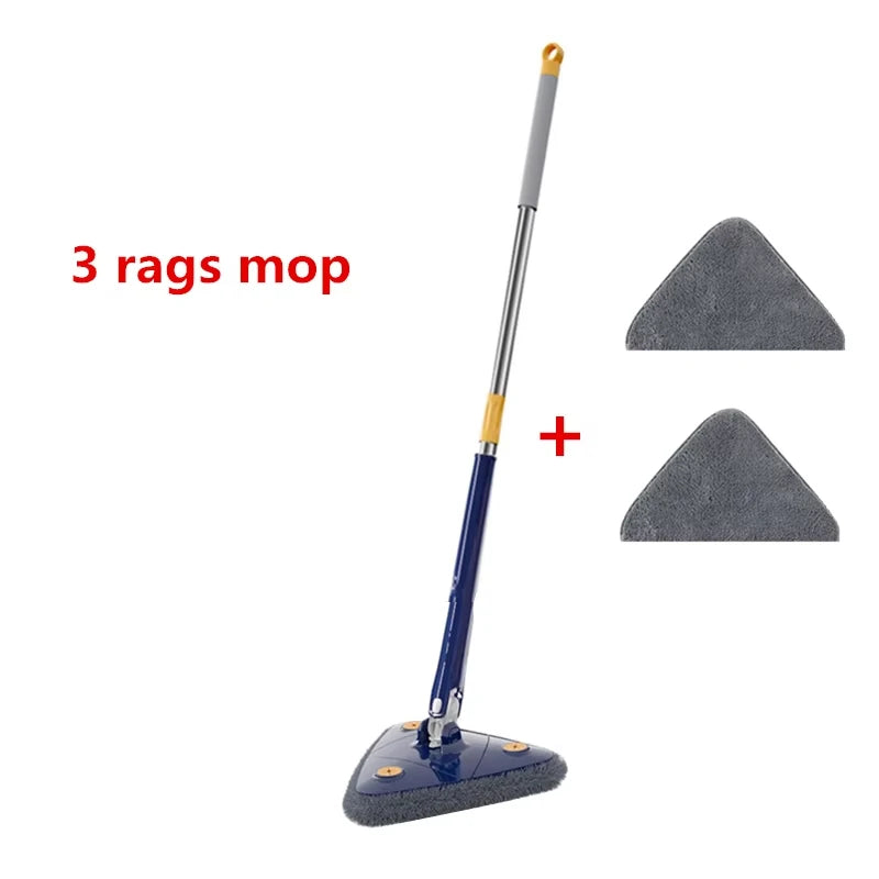 Triangle Mop ° Rotatable Twist Squeeze Wringing Adjustable Water Absorption Telescopic Ceiling Wall Mop Deep Cleaning Mop Clean