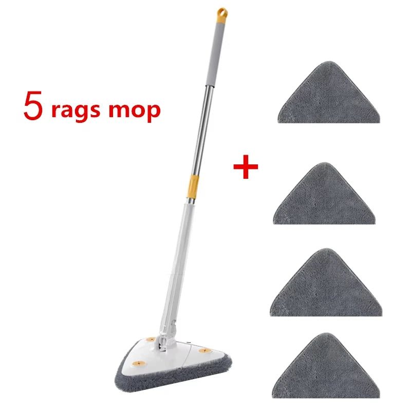 Triangle Mop ° Rotatable Twist Squeeze Wringing Adjustable Water Absorption Telescopic Ceiling Wall Mop Deep Cleaning Mop Clean