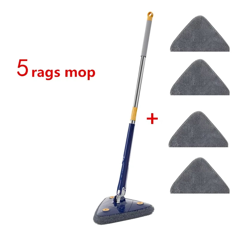 Triangle Mop ° Rotatable Twist Squeeze Wringing Adjustable Water Absorption Telescopic Ceiling Wall Mop Deep Cleaning Mop Clean